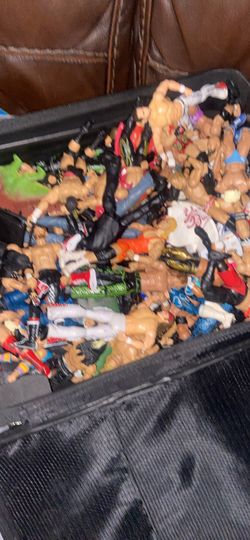 suit case filled with wwe figures