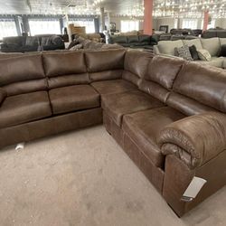 Brand New/ Brown Faux Leather Sectional,seccional, Couch 