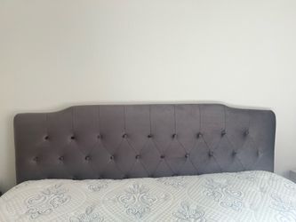 Grey Velvet Tufted Headboard for Sale