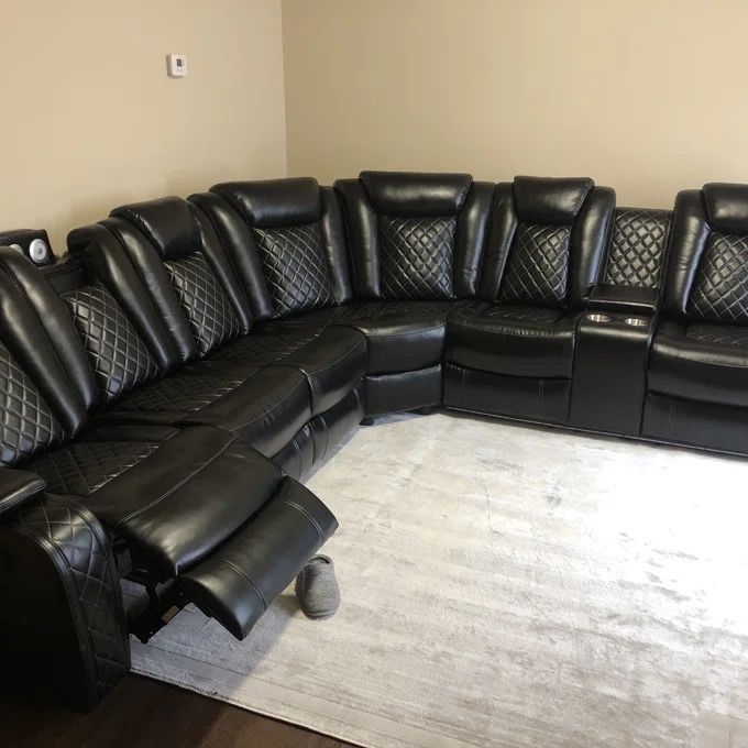 Black Leather Power Reclining Sofa Set