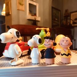 Vintage Aviva Snoopy Toys (1(contact info removed)’s) Hong Kong,  The Bigger Toy Is A Wind-Up Red Truck Missing Ladder 