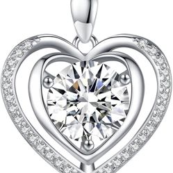 Moissanite Diamond 'I LOVE YOU' Heart Pendant Necklace for Wife 1-3Ct Anniversary Romantic Birthday Gift for Wife ,Jewelry for Wife Her Women Girlfrie