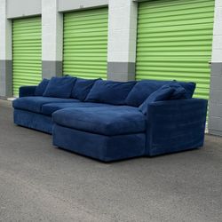 *Free Delivery* Crate & Barrel Deep 2-Piece Sectional Sofa Couch w/ Chaise - Navy Blue