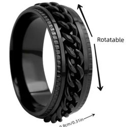 Black Stainless Steel Spinner Ring Size 6, 7, 8, 9, 10, 11, 12, Or 13 Available 