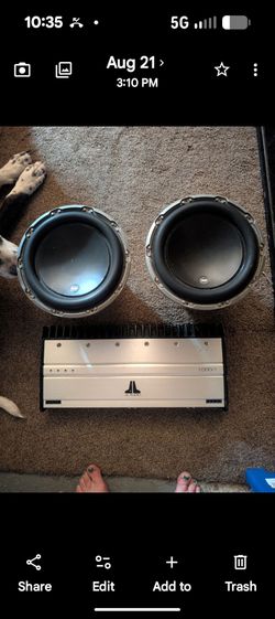 2 10 inch JL AUDIO SUBWOOFERS AND AMP