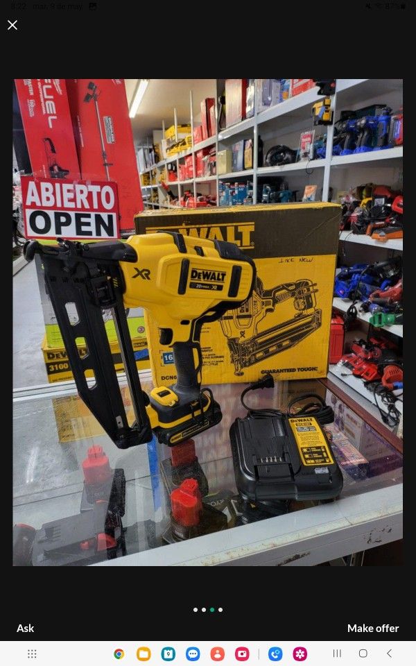 DEWALT 20V CORDLESS FINISH NAILER 16GA XR BRUSHLESS 