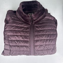 32 Degrees Heat Puffer Jacket Women's Small Purple Plum Hybrid Fleece Full Zip