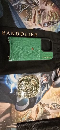 IPhone 16 Pro Crossbody and Wristlet Phone Case in Green Snake/Gold