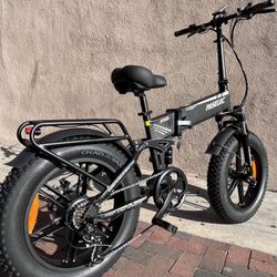 New! Electric Bike, Full Suspension, 750 Watt, Folding, Fat Tire, Black/ Green  