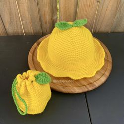🍓🍋Custom Lemon, Strawberry, Fruit Hats & Pouches, Bags🍊🫐