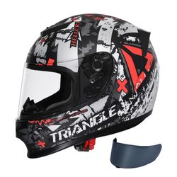 TRIANGLE Kids Motorcycle Helmets Youth Full Face Helmet Lightweight With 2 Visors DOT Approved