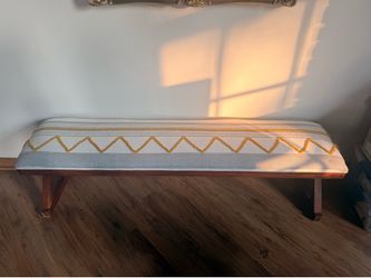 Boho Textured Upholstered Wooden Bench