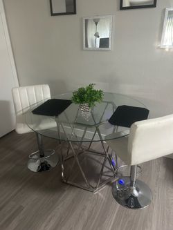 Kitchen table chairs and coffee table with two side tables