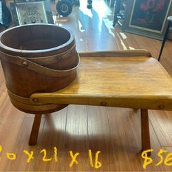 Vintage Wooden Basket 4 Legs