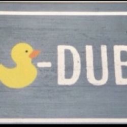 New Rub A Dub, Dub Wooden Hanging Display  just about 20 1/2 inches wide by a smidge over 8 inches