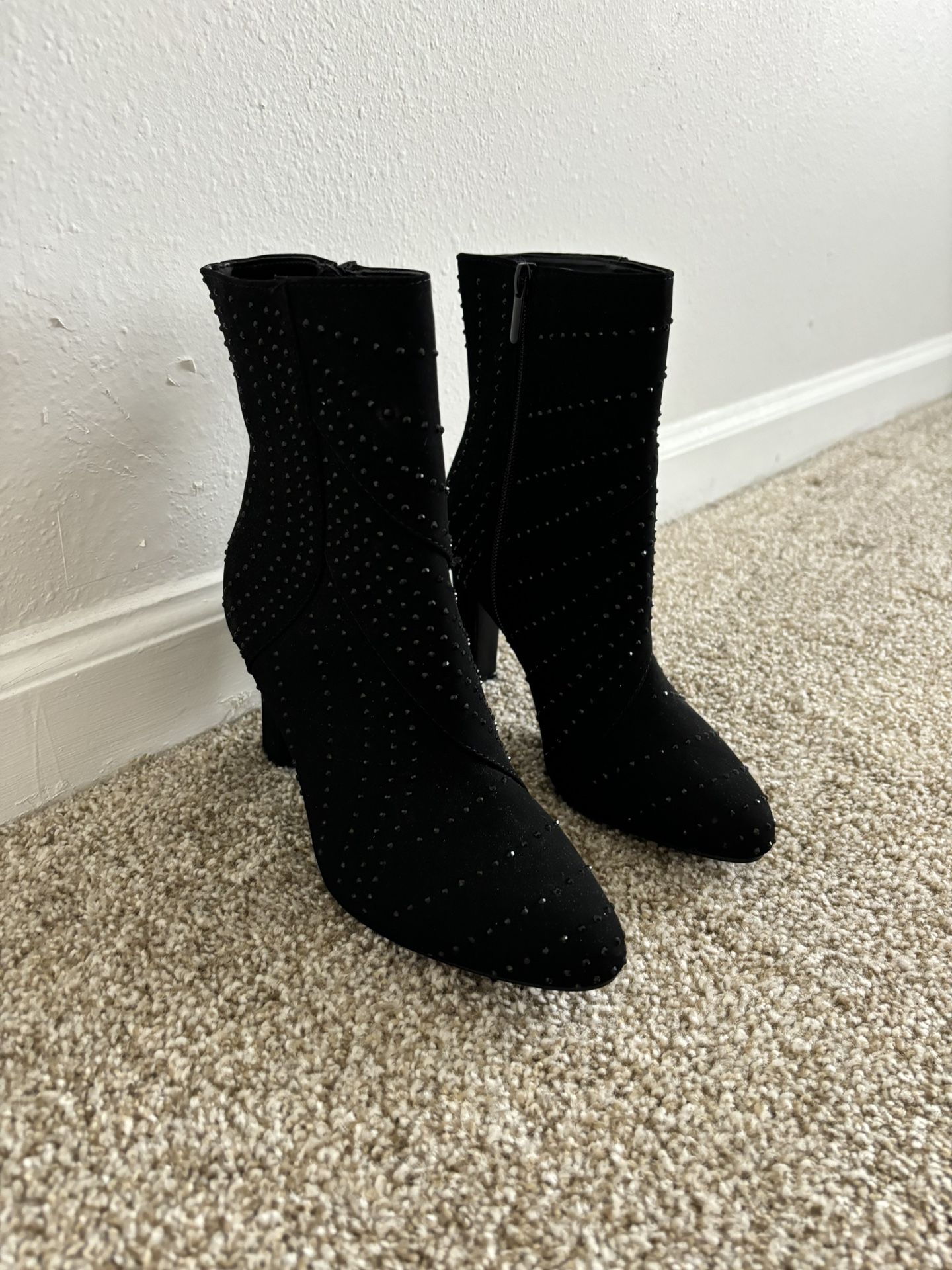Black Stud Heel Boots