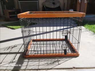 Wire Pet Crate with Wood Frame
