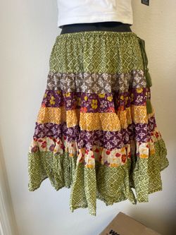 Free people Patchwork Skirt in Green and Purple