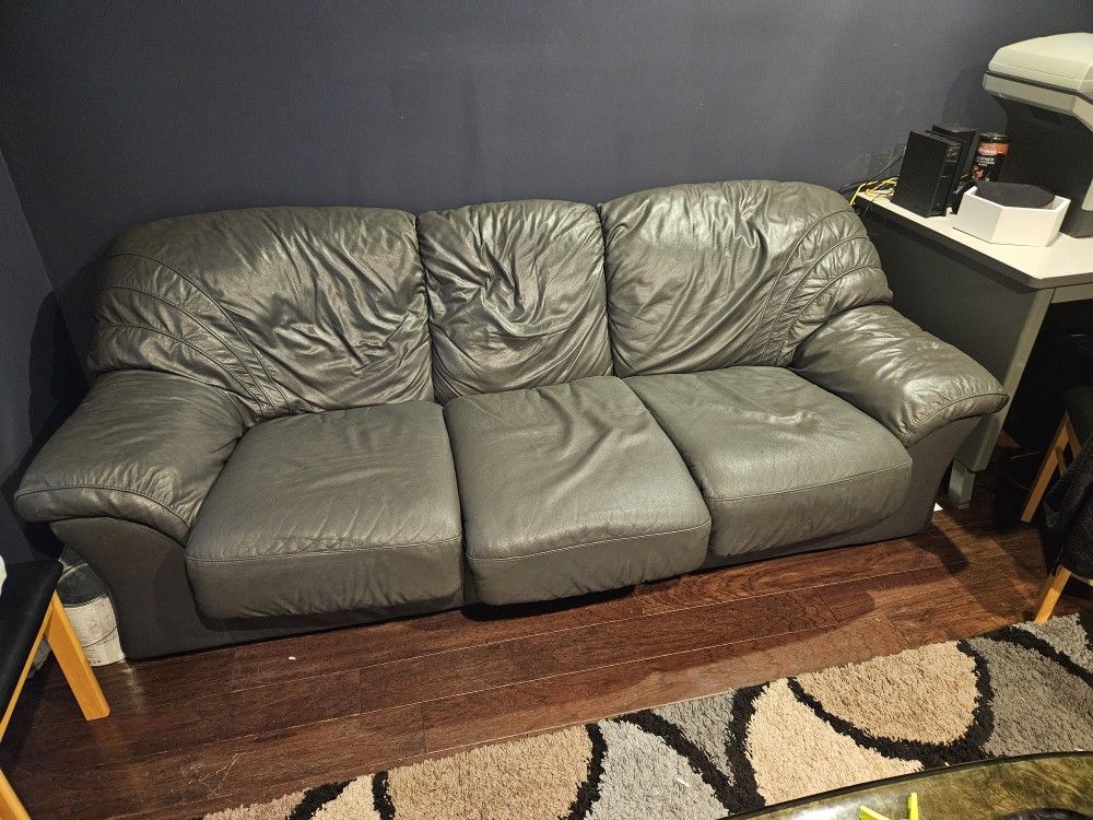 Charcol Grey Leather Couch