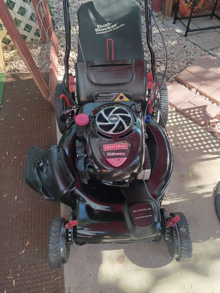 Craftsman " Platinum" Series 7.25hp Self Propelled Lawnmower With Like New Grass Bag