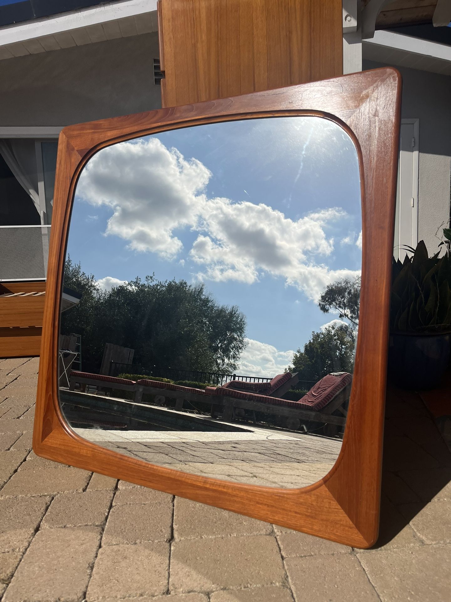 Mid Century Danish Teak Large Mirror 