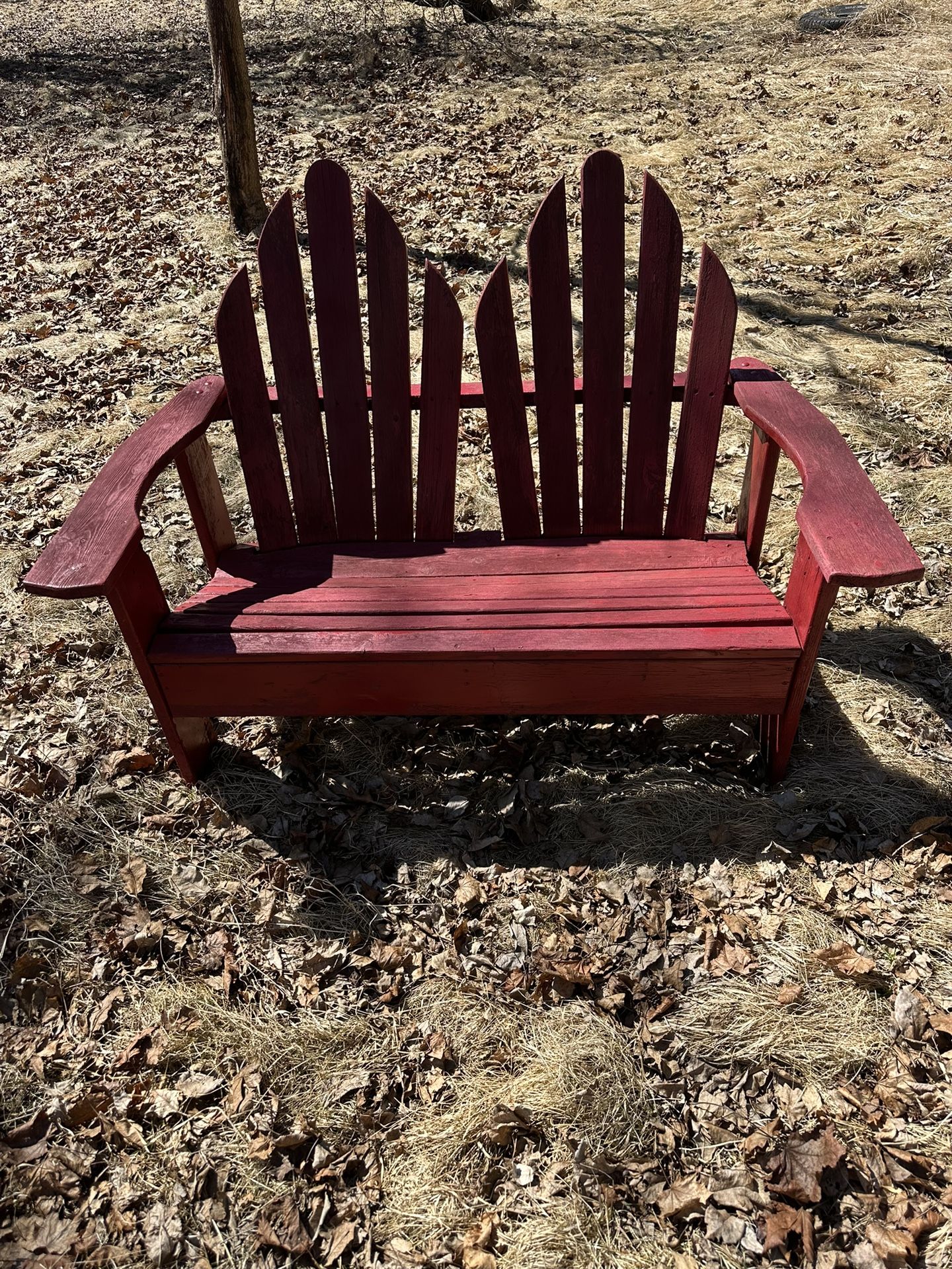 Cranberry Red Rustic Wood Adirondack 2 Seater