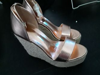 New Allegra K Rose Gold Wedge Espadrille 7