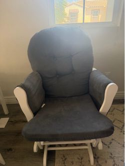 Gray & White Upholstered Rocking Chair / Glider – Good Condition