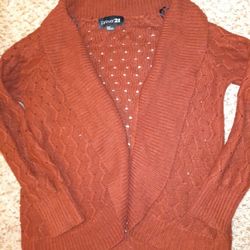 Forever 21 Burnt Orange Cardigan Sweater Sz Medium