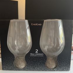 BEBE Sparkly Stemless Glasses Home/Dining 2 × 19 oz (562 ml) Stemless Wine/Glasswear Pieces 