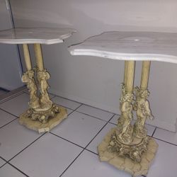 2 Vintage Marble Top Tables With Metal Cherubs..Pick Up In Selden NY..Price Is $100 For The Set