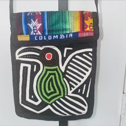 Fun Colombia Tropical bird canvas crossbody messenger bag Purse 