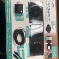 iHome 3-in-1 Foldable Wireless Charging Kit, 15W Charger for iPhone, Apple Watch & AirPods, 20W USB-C Wall Charger, 6ft Cable