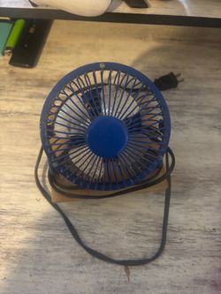 Small Blue Desk Fan with Power Cord