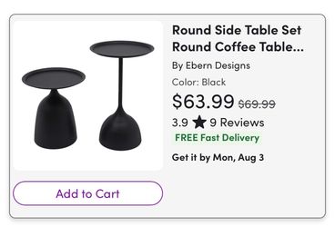 2 set of Ebern Designer Round Side Tables