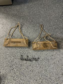 Wood Rope Hanging Wall Shelves 