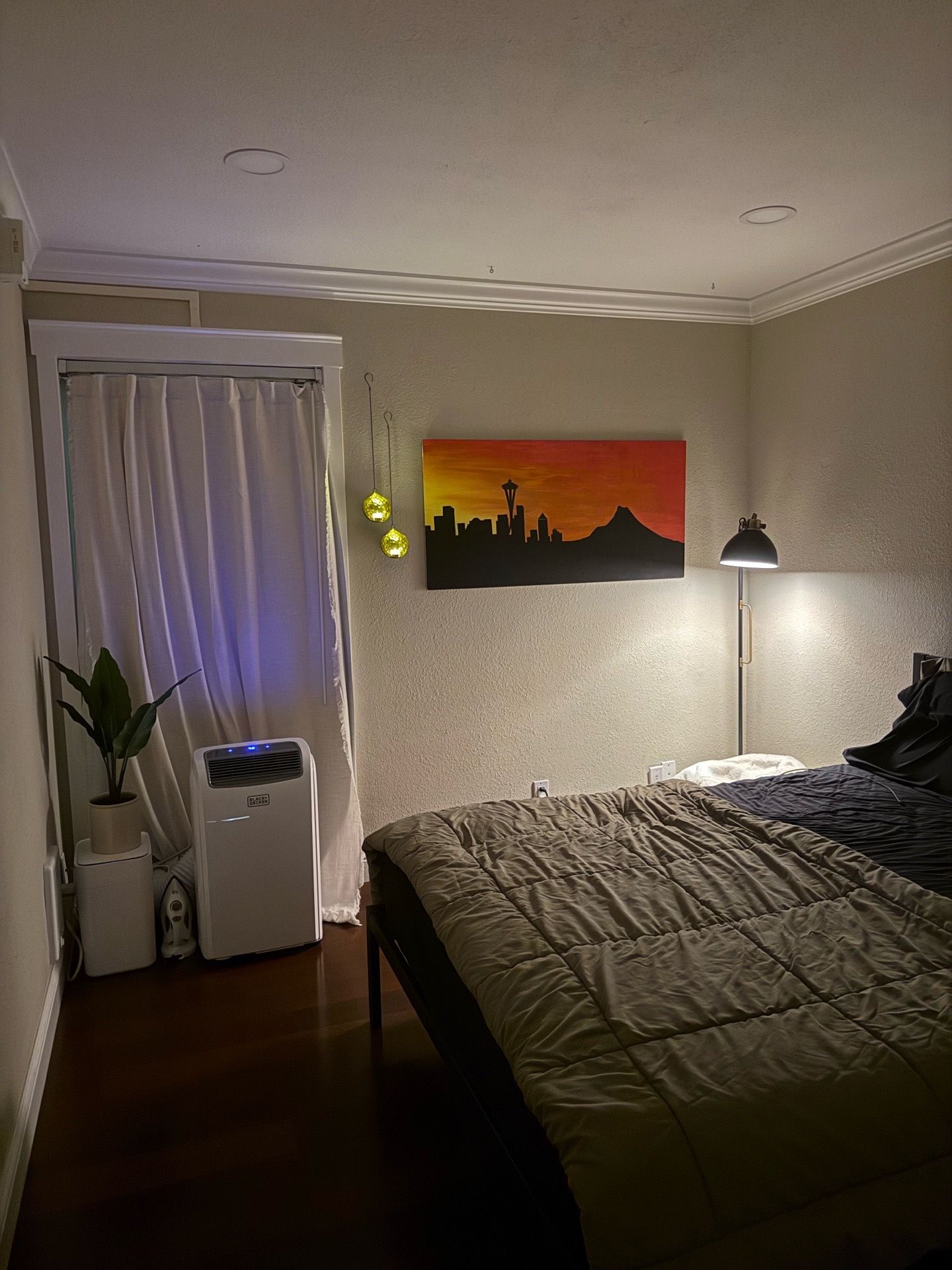 Seattle skyline painting on wood