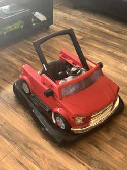 Bright Starts Ford F-150 4-in-1 Red Baby Activity Center & Push Walker with Removable Interactive Steering Wheel-Toy