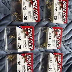 Six Packs Of Eagle Claw Hooks, Treble Hooks 20 Hooks Per Pack