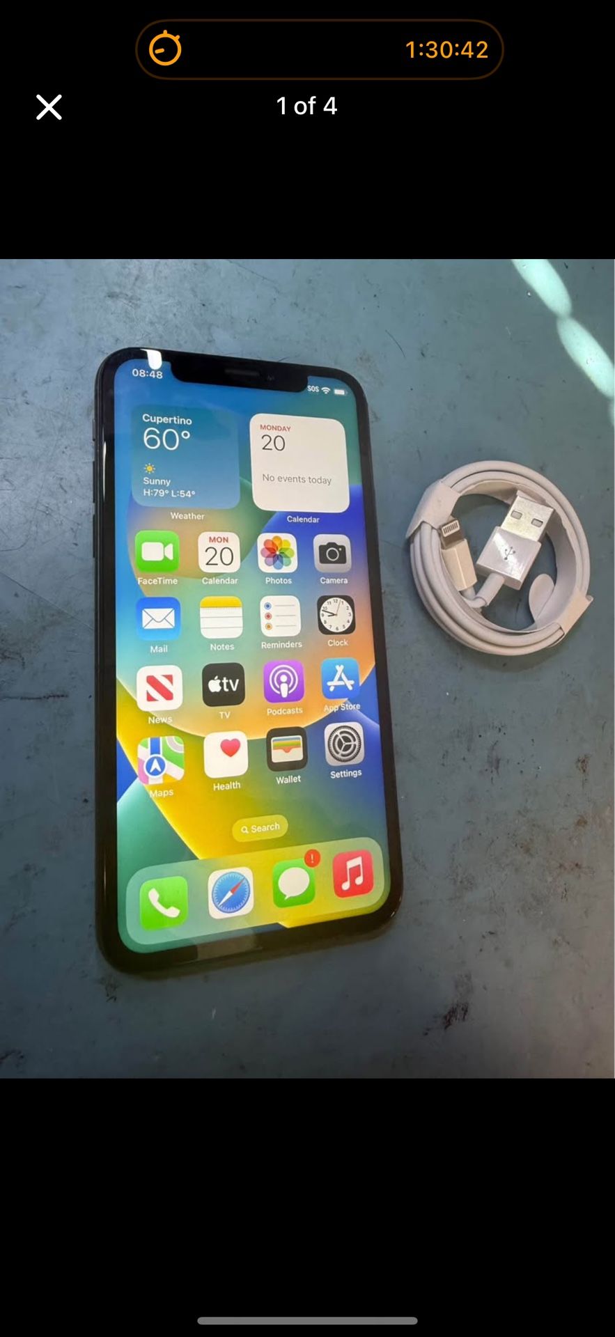 iPhone X Unlocked 64gb With Charger