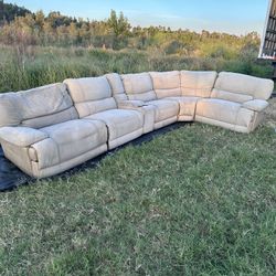 huge white pleather 6 piece sectional couch