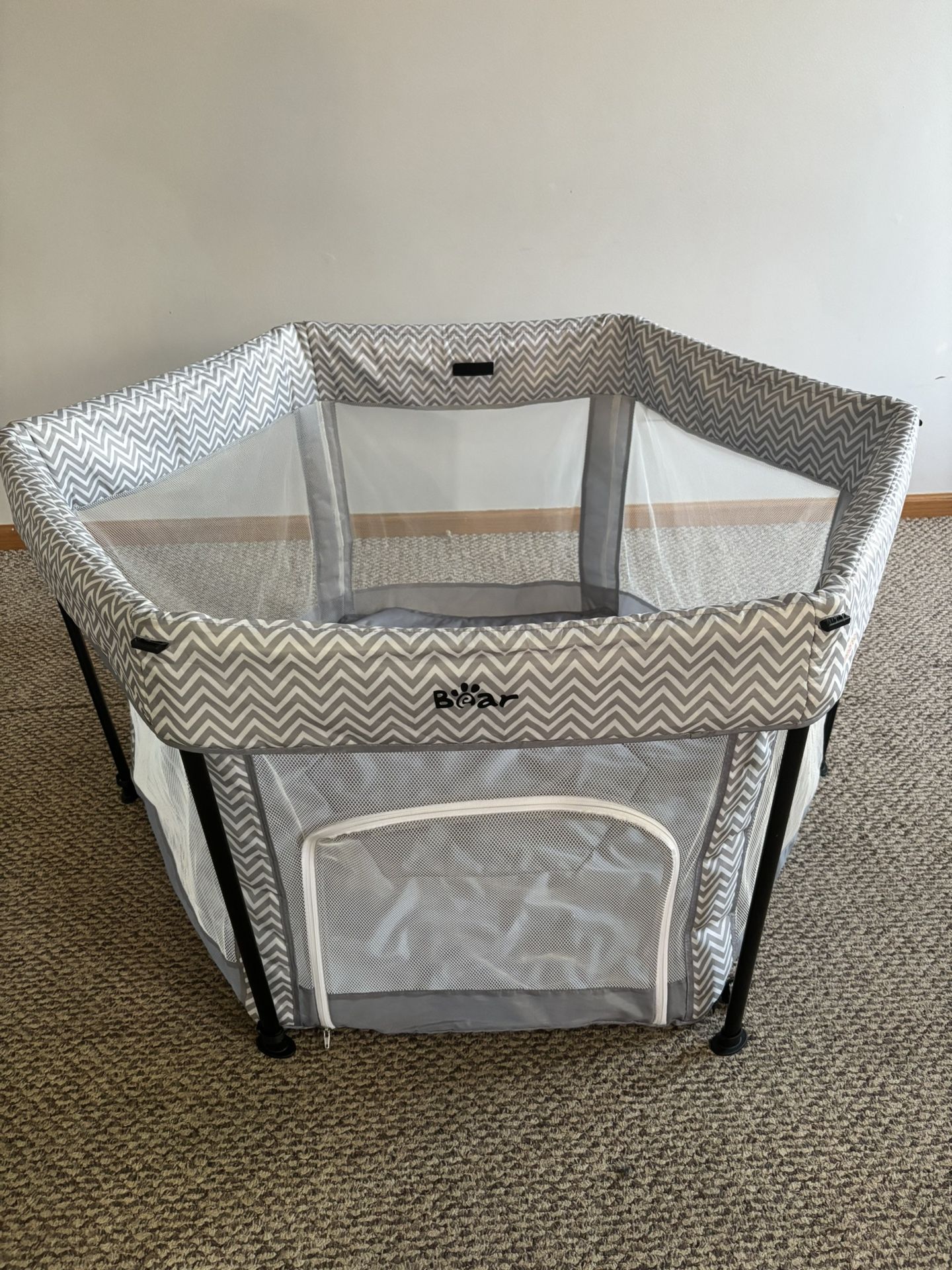 Portable Baby Play Yard With Toy Holder And Cover