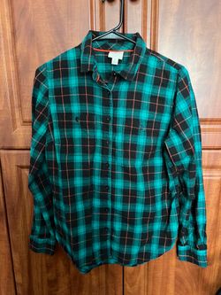 St John’s Bay Women’s Flannel Shirt Size M 100% Cotton!