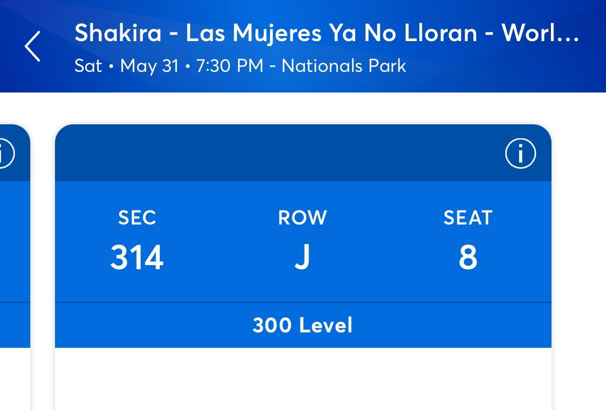 Shakira Tickets Washington DC