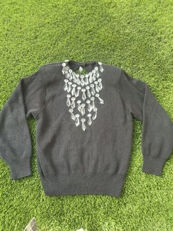 VTG 1980's 80s rare Quirky Kitsch Chunky Acrylic Crystal Beaded Novelty Sweater / Bonnie Boerer / Medium / $35 Firm 