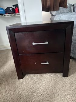 Modern 2-Drawer Nightstand – Dark Espresso Finish