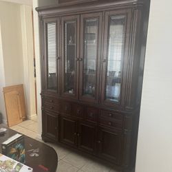 Cherry Wood Table & Hutch