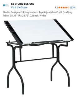 Studio Designs Folding Modern Top Adjustable Craft Drafting Table