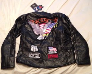 New Diamond Plate Buffalo Leather Biker Black Jacket