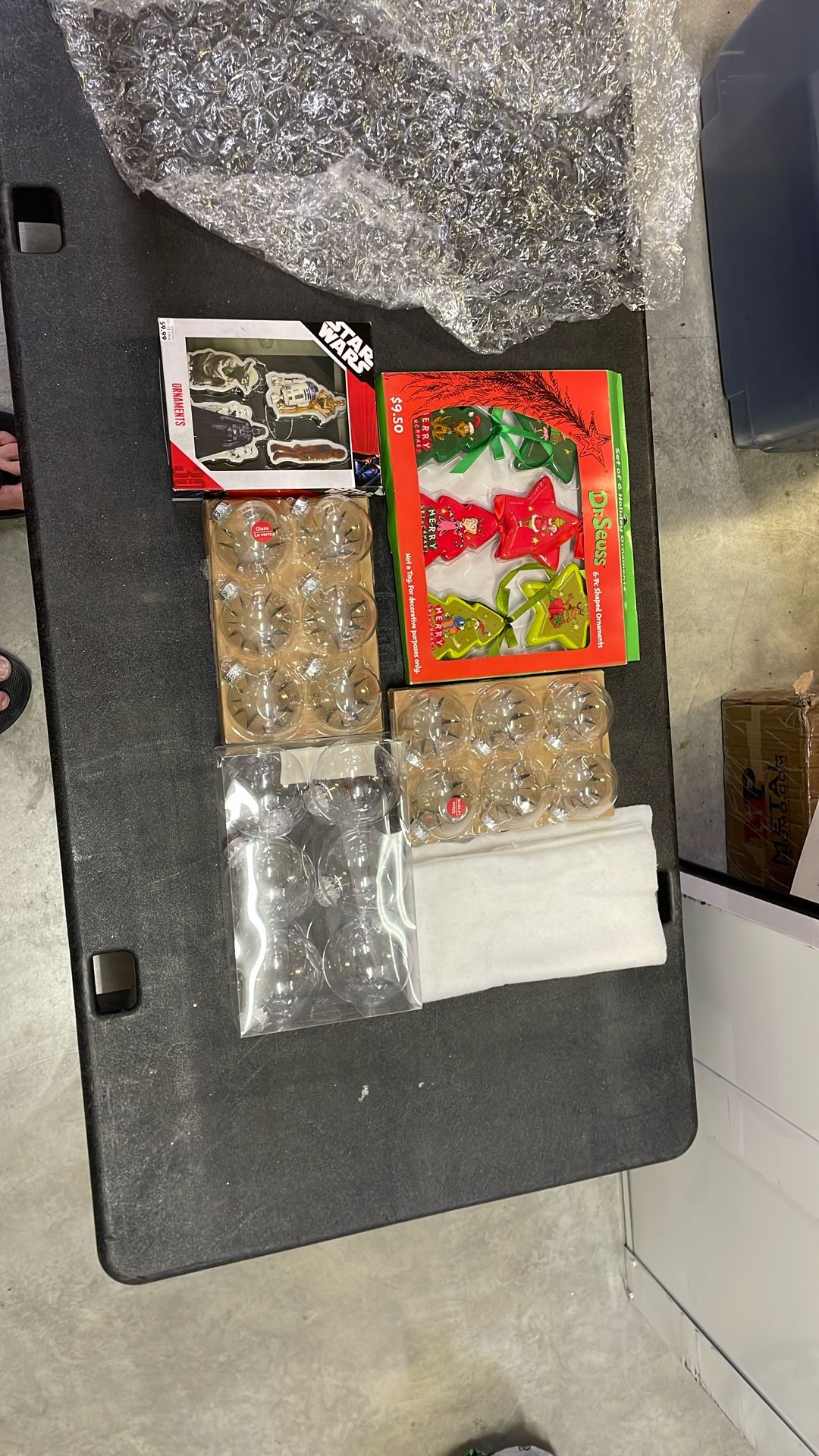 Collection Of Glass Balls And Themed Christmas Ornaments.